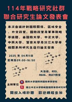 【活動報名】114年戰略研究社群聯合研究生論文發表會圖片